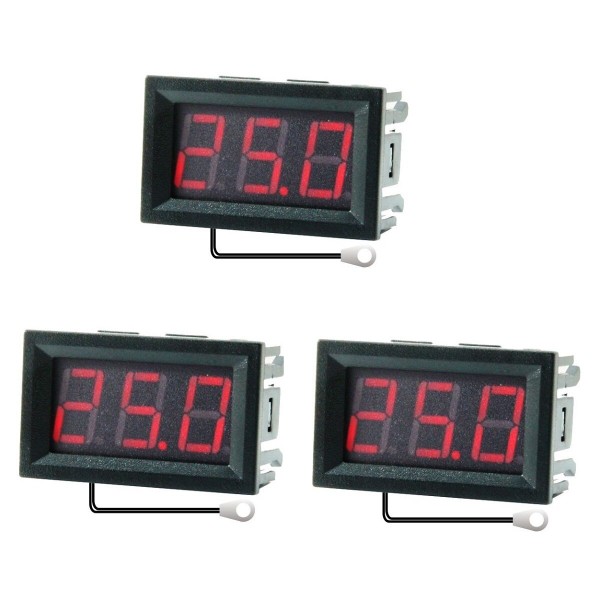 3Pcs 0.56 Inch Mini Digital LCD Indoor Convenient Temperature Sensor Meter Monitor Thermometer with 1M Cable -50-120℃ DC