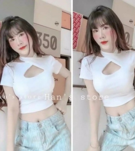 ÁO THUN KIỂU CHÉO CỔ CÀI NÚT SAU ÁO THUN KIỂU CROPTOP ÁO THUN TAY NGẮN ÁO THUN ÔM BODY FORM DƯỚI 50KG