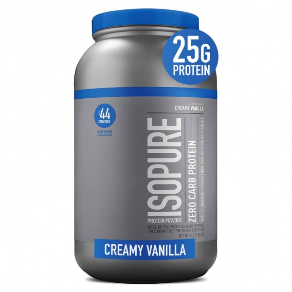 Isopure Whey Isolate Protein Powder with Vitamin C & Zinc for Immune Support, 25g Protein, Zero Carb & Keto Friendly, Flavor: Creamy Vanilla, 3 Pou...