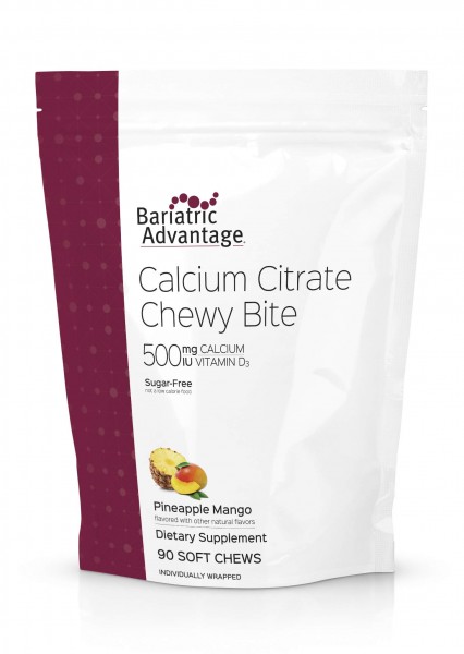 Bariatric Advantage - Calcium Citrate Chewy Bites 500mg Pineapple Mango Flavor for Bariatric Surgery Patients Including Gastric Bypass and Sleeve G...