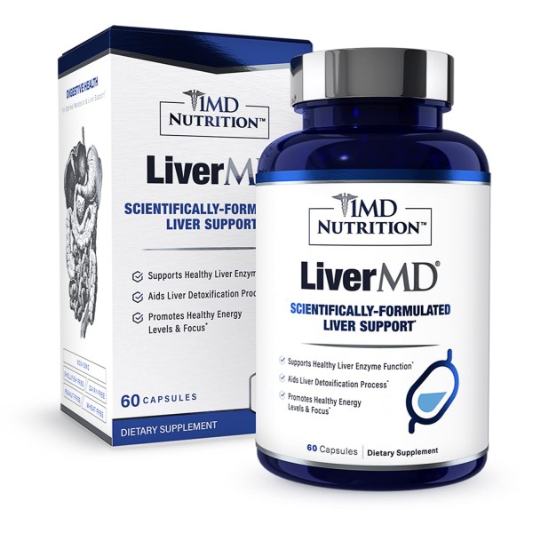 1MD Nutrition LiverMD - Liver Support Supplement | Siliphos Milk Thistle Extract - Highly Bioavailable, for Liver Support