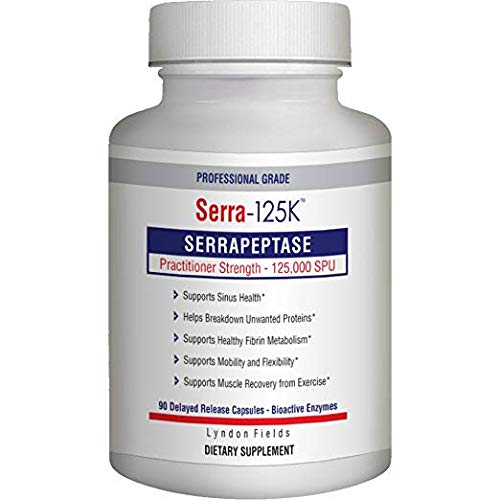 New Serra-125k Serrapeptase Enzyme 125,000 SPU Per Capsule - 90 High Potency Delayed Release Caps, Up to 6X More Potent Than Other Serrapaptase - E...