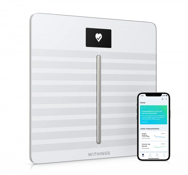 Withings Body Cardio – Premium Wi-Fi Body Composition Smart Scale, Tracks Heart Health, Vascular Age, BMI, Fat, Muscle & Bone Mass, Water %, Digita...