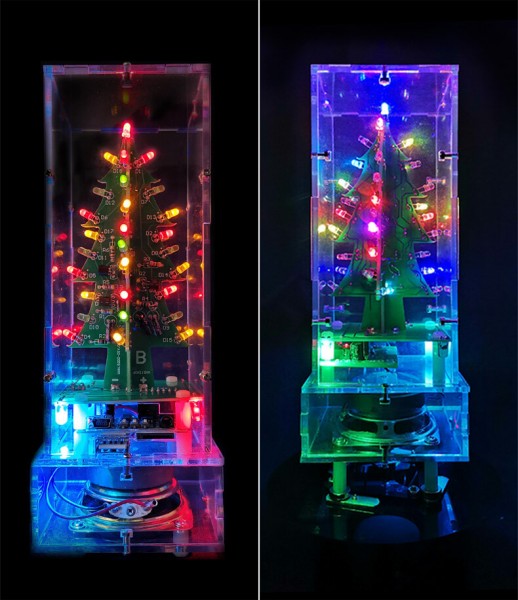 Straight/Curve-leaf Christmas Tree Tri-color/Colorful Version Support bluetooth DIY Electronic Kits