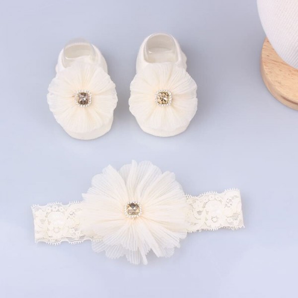 2 Cái/bộ Bé Gái Headband Vớ Set Ren Cung Sơ Sinh Turban Ngọc Trai Đàn Hồi Băng Đô Hairband Cho Cô Gái Bé Tóc Phụ Kiện