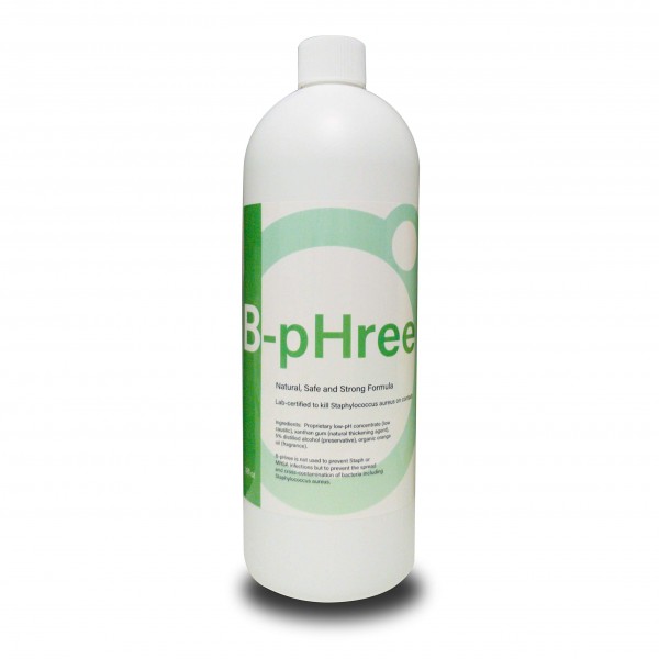 B-pHree gel Bacteria Wash (32oz) - lab-Certified to Kill Staph aureus on Skin Contact