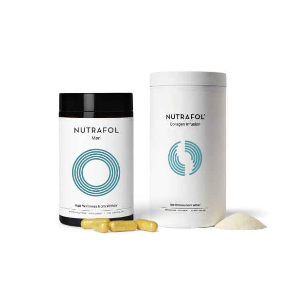 Nutrafol Strengthening Duo: Men's Hair Growth Supplement and Physician-Formulated Collagen Infusion for Thicker-Looking, Stronger-Feeling Hair ...