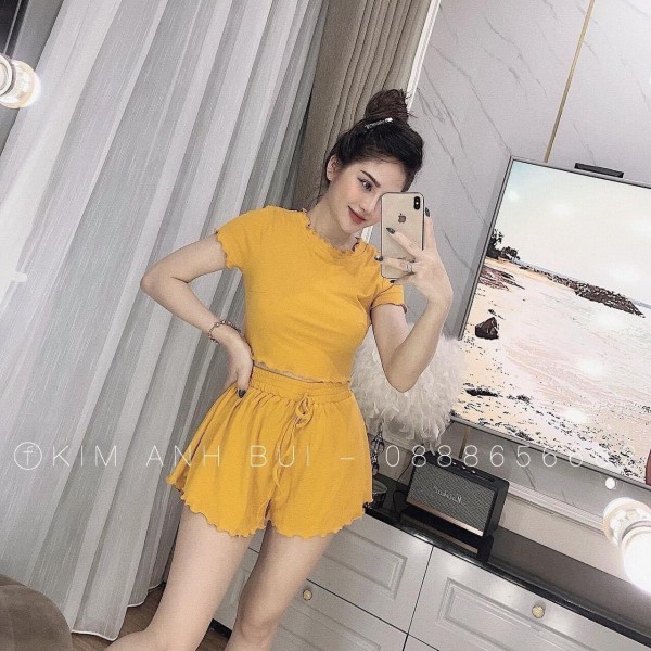 Sét bộ thun short croptop vải borip siêu mát siêu xinh TTSLA0126