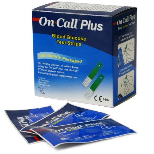 Hộp 25 Que thử đường huyết Acon On Call Plus TÚI NHÔM -Que thử tiểu đường OnCall Plus và máy oncall ez2