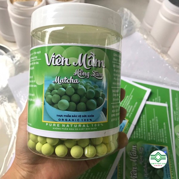 1 hũ 500gram Viên Mầm đậu nành hồng sâm Matcha - tăng vòng 1 đẹp da (có giấy chứng nhận vệ sinh an toàn thực phẩm) T937